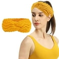 thumbnail image 2 of Uooqdmx Skincare Headband, Hair Accessories for Women Headbands Fuzzy Fleece Lined Ear Warmer Cable Knit Thick Warm Crochet Hair Accessories, Hair Ribbons Yellow One Size, 2 of 4