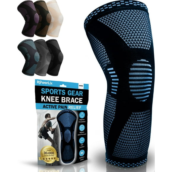 Rodillera de compresión POWERLIX: la mejor rodillera para el dolor de rodilla para hombres y mujeres. Soporte para correr, baloncesto, voleibol, levantamiento de pesas, gimnasio, entrenamiento y depor