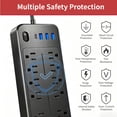 thumbnail image 5 of LarmTek 10 Outlet Power Strip Surge Protector with 4 USB Ports, 4ft Extension Cord, Black, 5 of 10