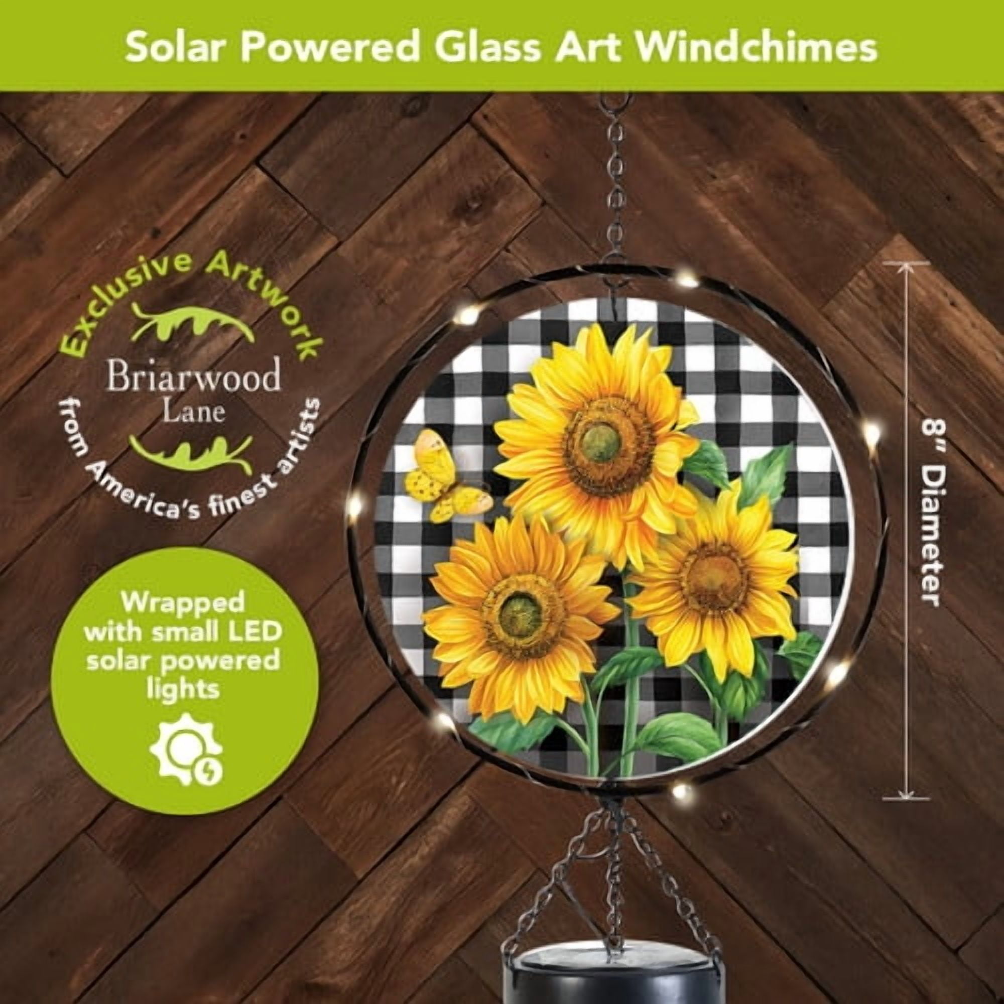 Briarwood Lane Checkered Sunflowers Illuminated Wind Chime