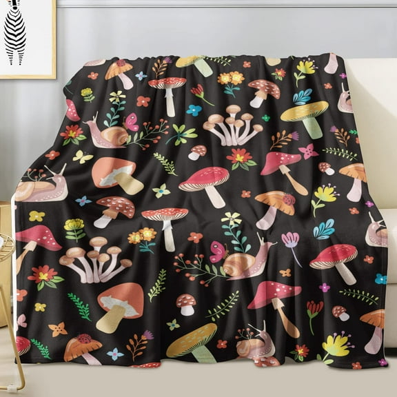 Kainsy Mushroom Blanket Soft Flannel Lightweight Mushrooms Throw Blanket Mushroom Gifts for Kids Girls Boys All Season Plant Blankets for Sofa Couch Bed Decorative Mushroom Blanket Decor(30"x40")