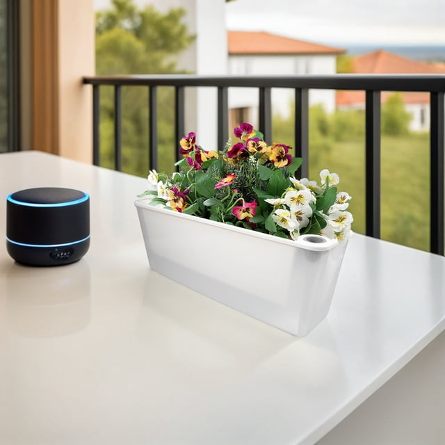 COMPUKAS Indoor Windowsill Planter Multi Plastic Window Planter Rectangle Water Storage Balcony Decor 1Pack