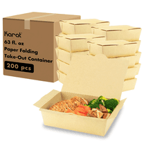 Karat [200 ct] Paper Folding Take-Out Container | Vented Holes | 63 fl. oz | Kraft