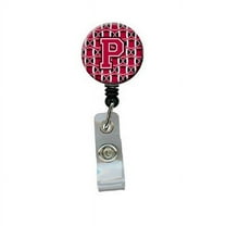 Carolines Treasures CJ1079-PBR Letter P Football Crimson & White Retractable Badge Reel