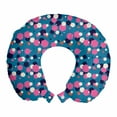 thumbnail image 1 of Geometric Travel Pillow Neck Rest, Colorful Hexagons on a Sea Blue Tone Background, Memory Foam Traveling Accessory Airplane and Car, 12", Sea Blue Pink, by Ambesonne, 1 of 2