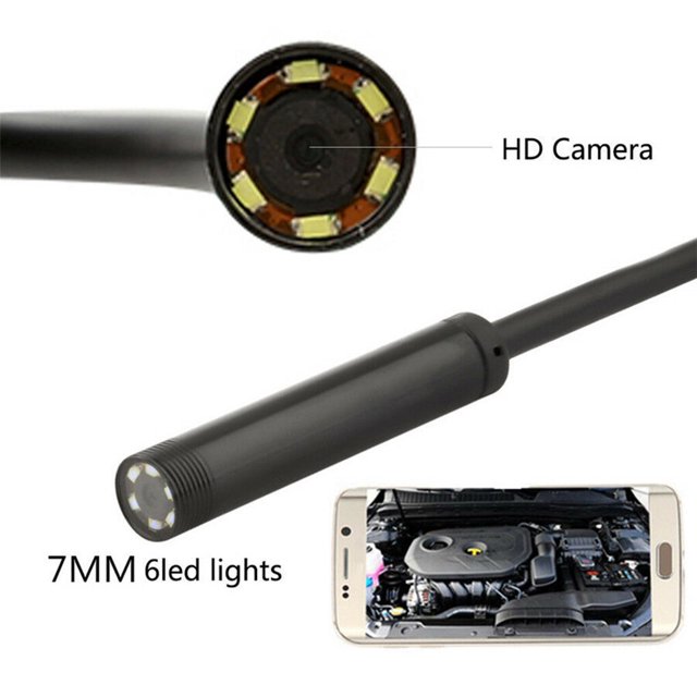 Endoscope Camera 7mm HD Inspection Camera IP67 endoscope camera; LED Waterproof USB 6LEDs Endoscope for Phone Computer, 1m