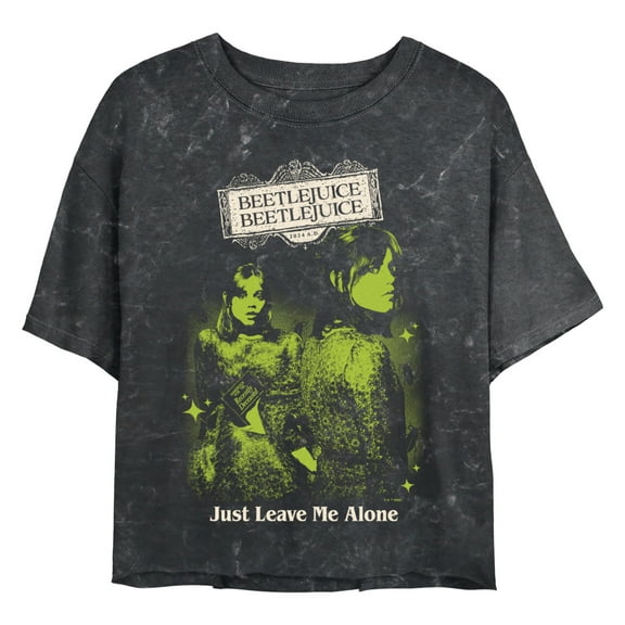 Junior's Beetlejuice Beetlejuice Distressed Astrid Just Leave Me Alone Graphic Crop T-Shirt