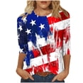 thumbnail image 2 of Lorytime 3/4 Length Sleeve Womens Tops 4th of July Tops Stars and Stripes Outfits Lorytime Patriotic Graphic Clothes, 2 of 5