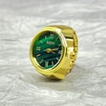 thumbnail image 3 of ievspot 1Pcs Round Green Dial Elastic Stainless Steel Watch Finger Ring Birthday Gift Fashion Accessories, 3 of 6