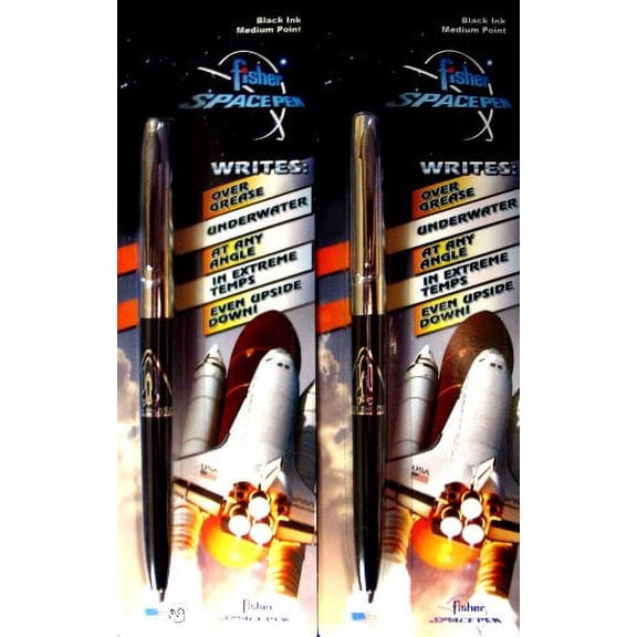 Fisher S294 Fisher Space Pen Black Barrel & Chrome Top with Shuttle Imprint 2 pack