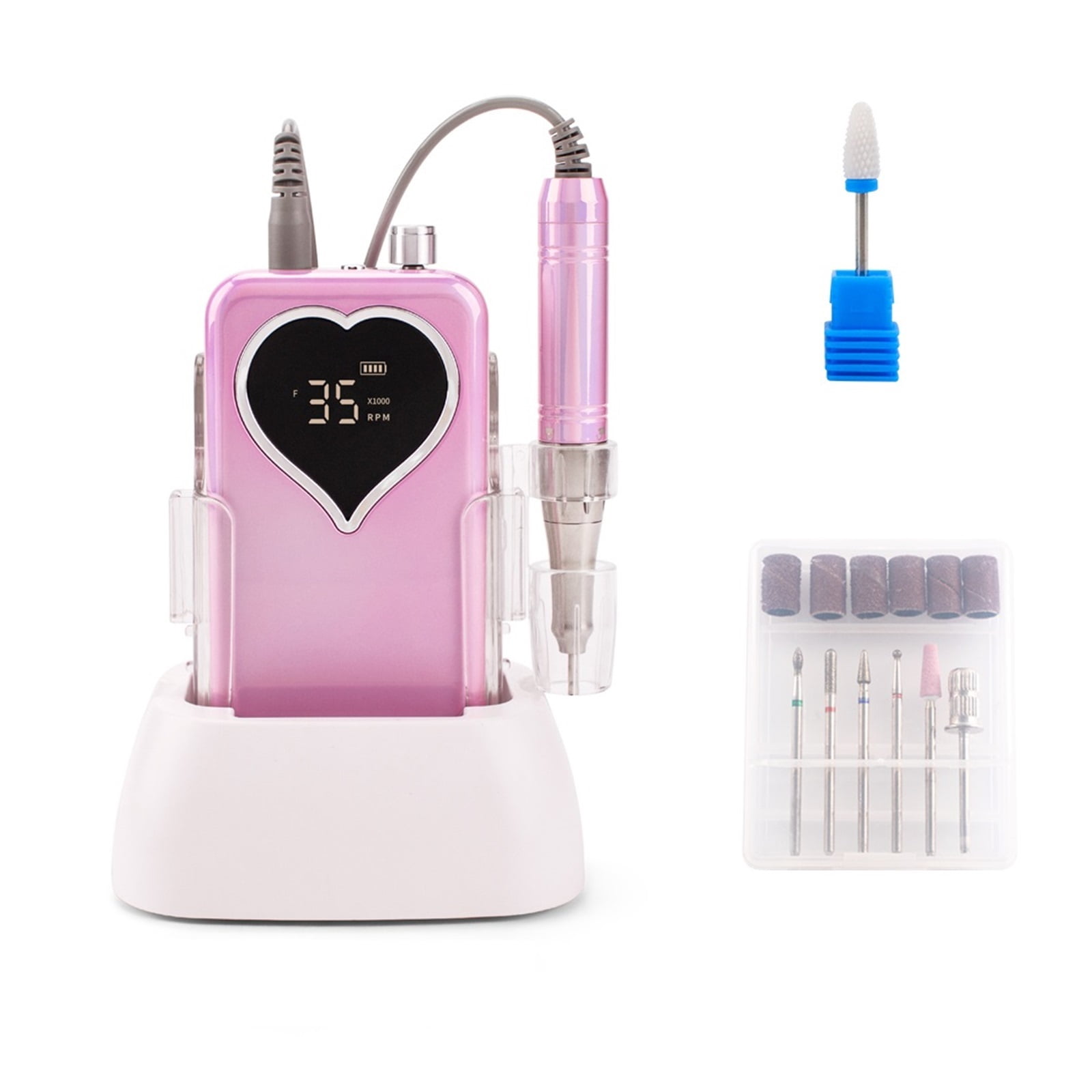 35000RPM Coreless Motor Portable Nail Drill Machine Manicure Polishing Rechargeable Battery Cordless Powerful With Base