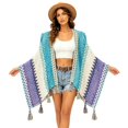 thumbnail image 6 of MSJUHEG Women's Crochet Poncho Cardigan 3/4 Sleeve Shirts Swimsuit Coverups Lightweight Cardigans Summer Cardigan Shiny Mesh Top Sheer Thin Cardigan Bolero Shrug Plus Size Cardigan Silver One Size, 6 of 6