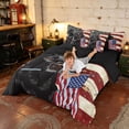 thumbnail image 4 of Manfei Retro Dog Twin Bedding, American Flag Bedding Comforter Set, Black Red White Blue, Black Reversible 7pcs, 4 of 6
