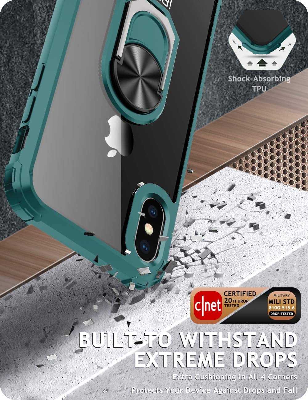 X-LEVEL Guardian Series For iPhone 15 Pro Max Soft TPU Matte Phone Case  Anti-drop Back Cover - Midnight Green