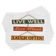 thumbnail image 1 of Ambesonne Live Laugh Love Place Mats Set of 4, Rusty Signs, Standard Size, Multicolor, 1 of 6