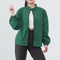 thumbnail image 5 of successthop Lightweight Jackets for Women Long Sleeve Jacket Zip Up Coat Plus Size No Hood Outwear with Pockets Green XL, 5 of 6