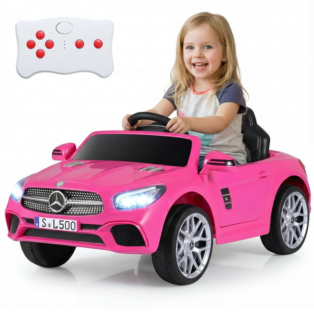 Gymax Mercedes-Benz SL R231 sous Licence Voiture Électrique pour Enfants 12V avec Musique Rose