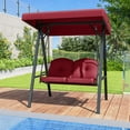 thumbnail image 3 of Costway Balançoire de Porche Extérieure pour 2 Personnes, Causeuse à Balançoire avec Support Métallique en A, Bourgogne, 3 of 10