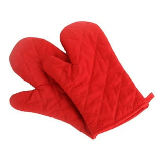 Zulay Kitchen Flexible Cotton Lined with Heat Resistant Silicone Oven Mitts - Red