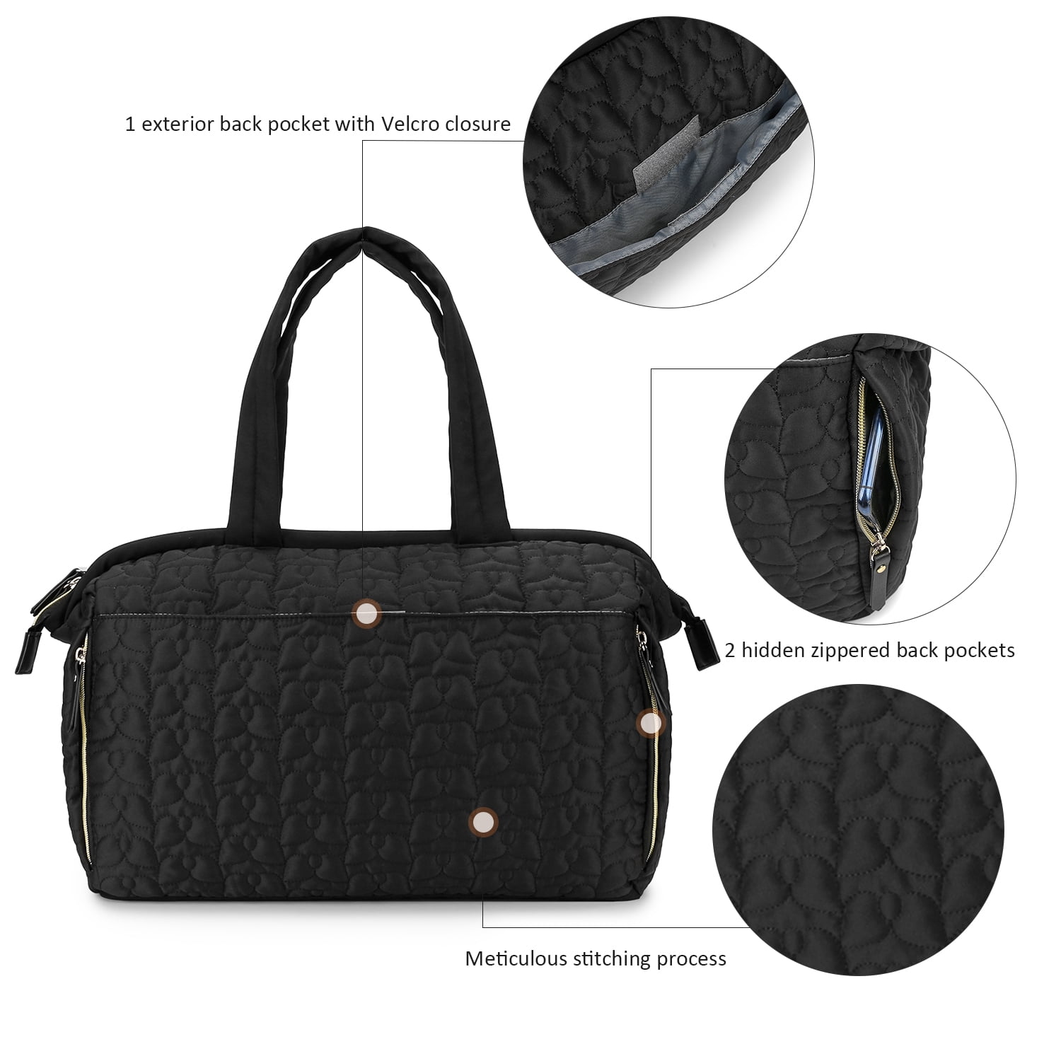 Lmbabter Versatile Herringbone Fabric Large Tote Diaper Bags, Gray