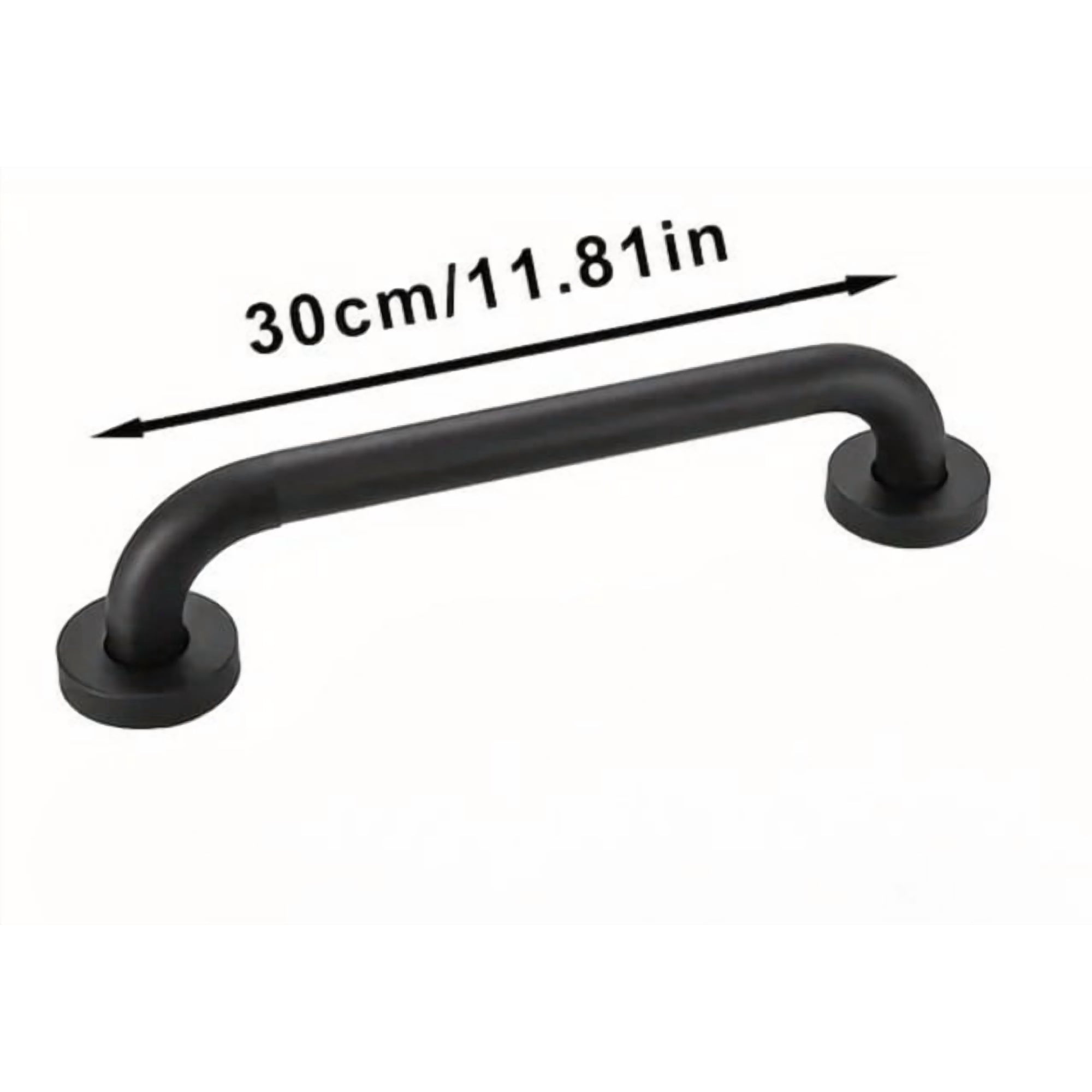 Stainless Steel Anti-Slip Bathroom Grab Bar - Black Safety Handrail with Ergonomic Curved Design for Elderly & Disabled