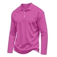 thumbnail image 3 of Hearthz Mens Polo Shirts 3 Button Placket Lapel Collar Long Sleeve Shirts for Men Business Casual Mens Golf Polos Work Shirt Pink XL, 3 of 6