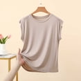 thumbnail image 2 of ctdiral Womens Crew Neck Sleeveless Tank Tops Solid Color Crop Tank Tops Lightweight Loose Fit Tunic Tops Summer Casual Going Out Tee Beige XL, 2 of 9