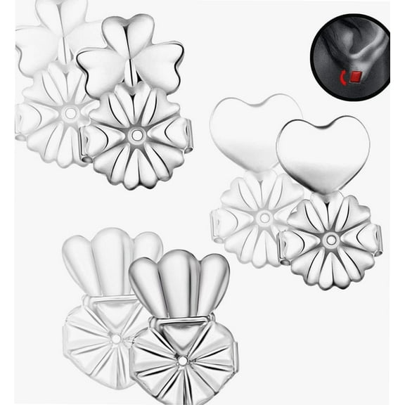 Earring Lifters - Earring Backs Lifts Heavy Stud Earrings, earlobe Support for Earrings, Heart, Tiara Earring Backs for Heavy Earring, Upgraded Large Earring Backs for Droopy Ears S