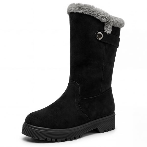 BLISSFUL STEP Women's Winter Warm Lightweight Shoes Snow Hiking Comfortable Non-Slip Outdoor Boot Black 5.5