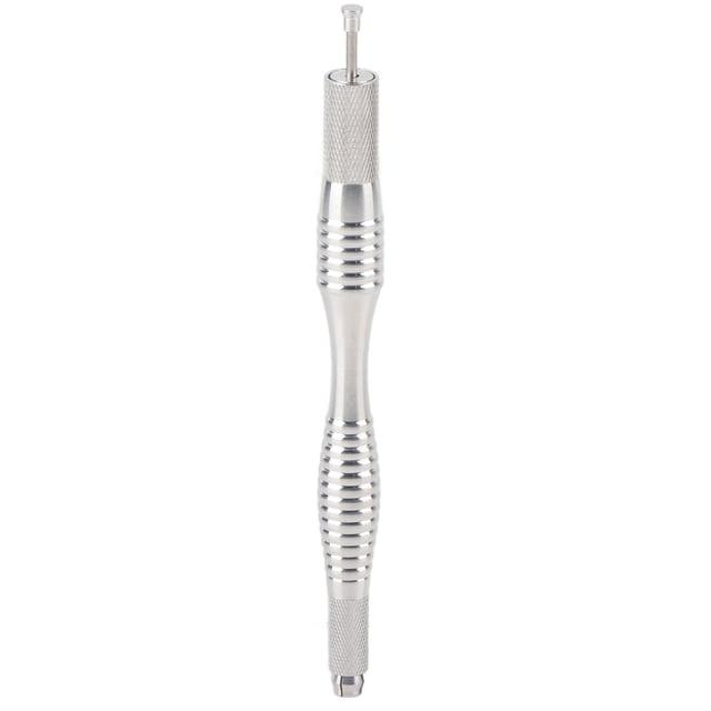 Pluma de tatuaje de cejas Pluma de tatuaje manual de acero inoxidable de doble cabeza con punta desmontable para delineador de ojos de labios de cejas Plata