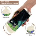 thumbnail image 4 of 500ml Stainless Steel Coffee Mug with Portable Beige Strap Vacuum Insulated Ceramic Coated Coffee Tumbler Black Cat and Irises, 4 of 8