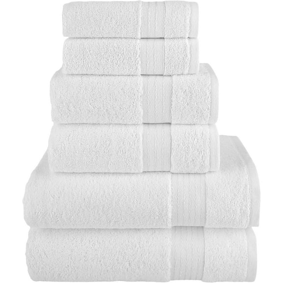100% Cotton Luxury Bathroom Towels Set, Quick Dry,, White