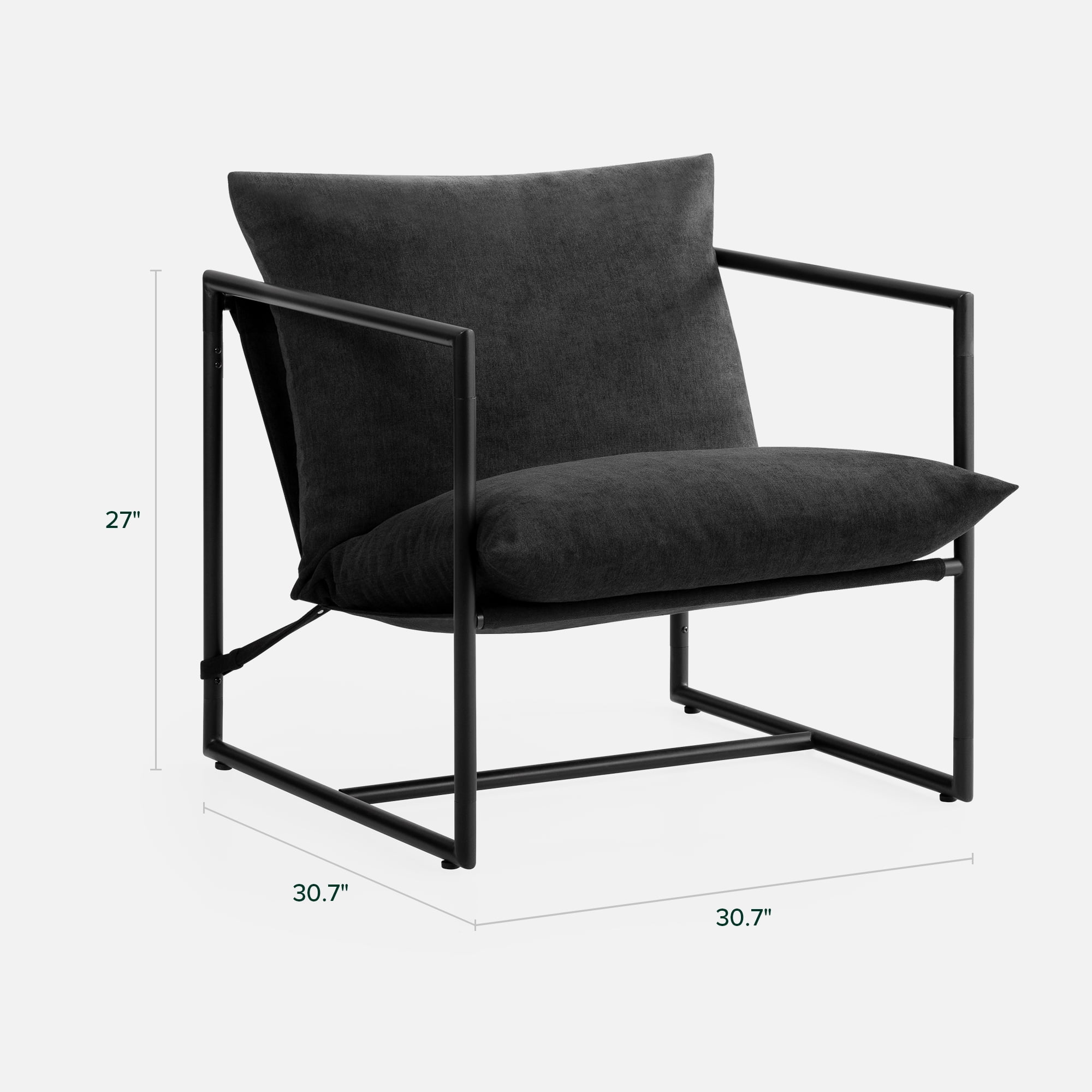 Zinus Aidan Metal Framed Sling Indoor Accent Chair, Black