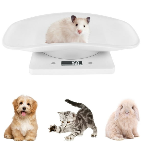Ihvewuo Small Pet Scale for Cat Dog 10kg/1g Electronic Puppy Scales Kitchen Scale, Tray Portable Digital Scale Hatching Food Weighing, Add Automatic Peeling Function Shutdown (White)