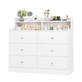 thumbnail image 6 of Homfa 6 Drawer Double White Dresser with Hutch, Modern Wood Dresser Storage Cabinet for Bedroom Living Room, 6 of 7
