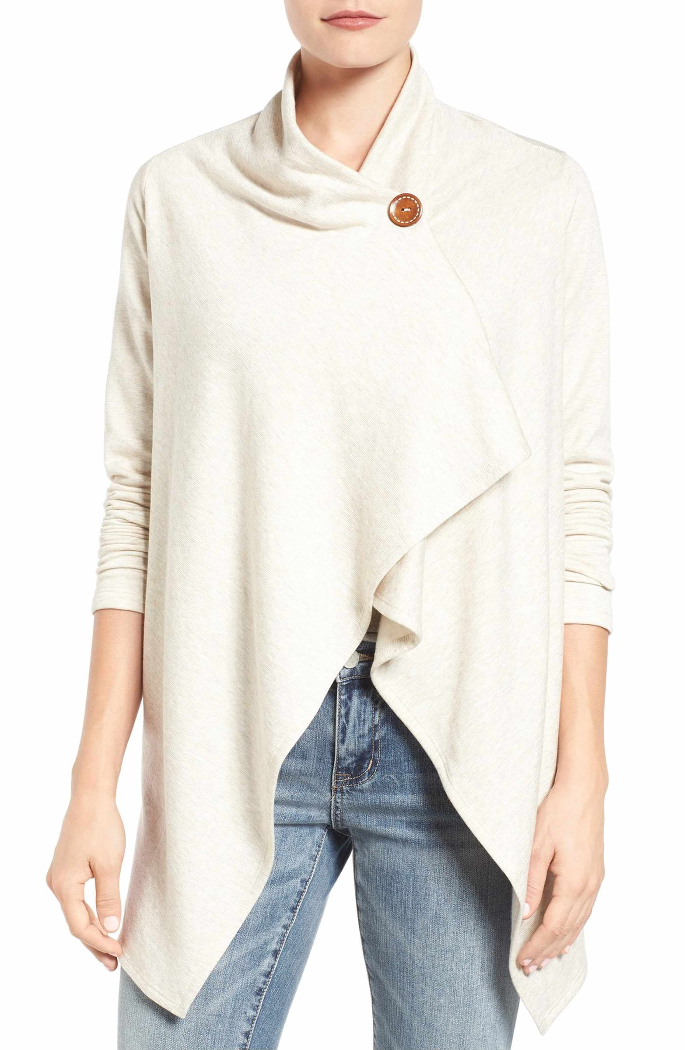 Bobeau Womens Sweater Large Button Wrap Poncho Cardigan L Walmart