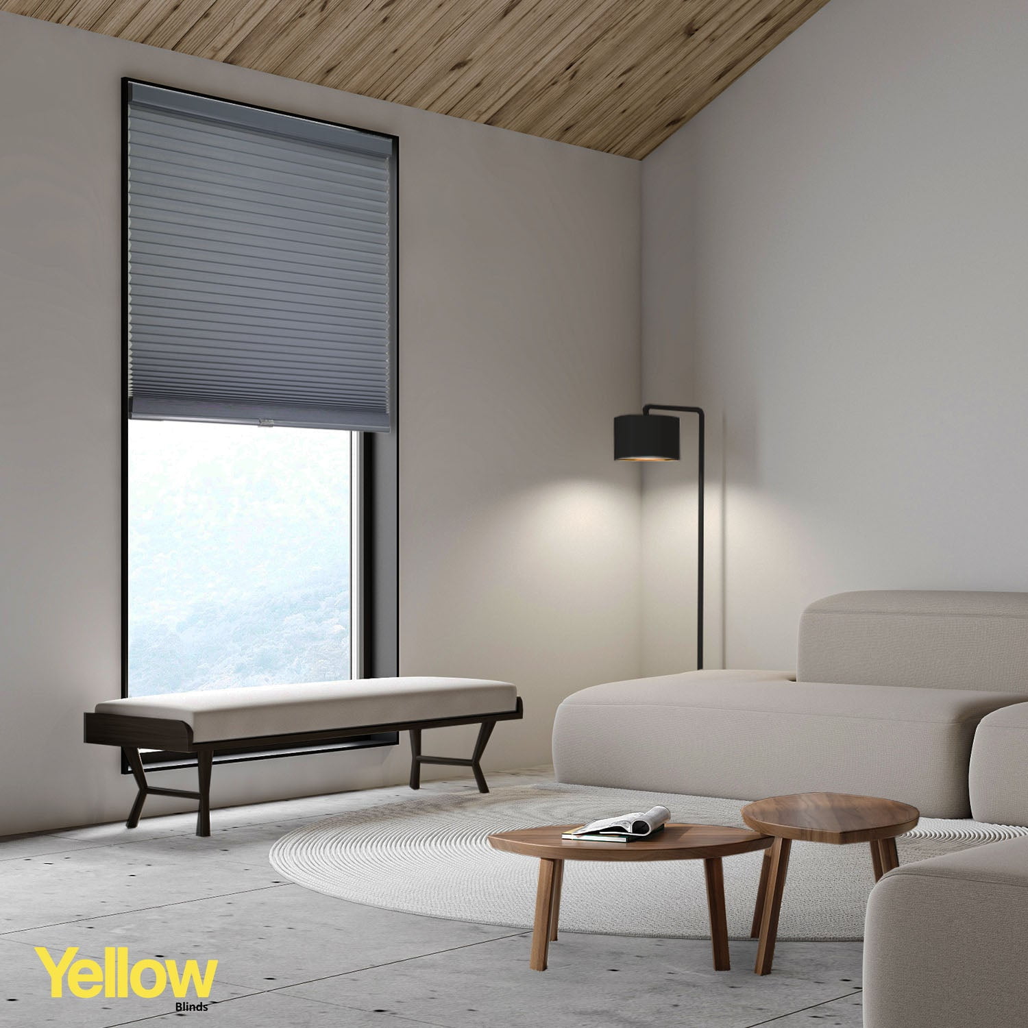 Yellow Blinds Cordless Light Filtering Honeycomb Cellular Shade Skyline Pebble - 60.25"W X 48"H