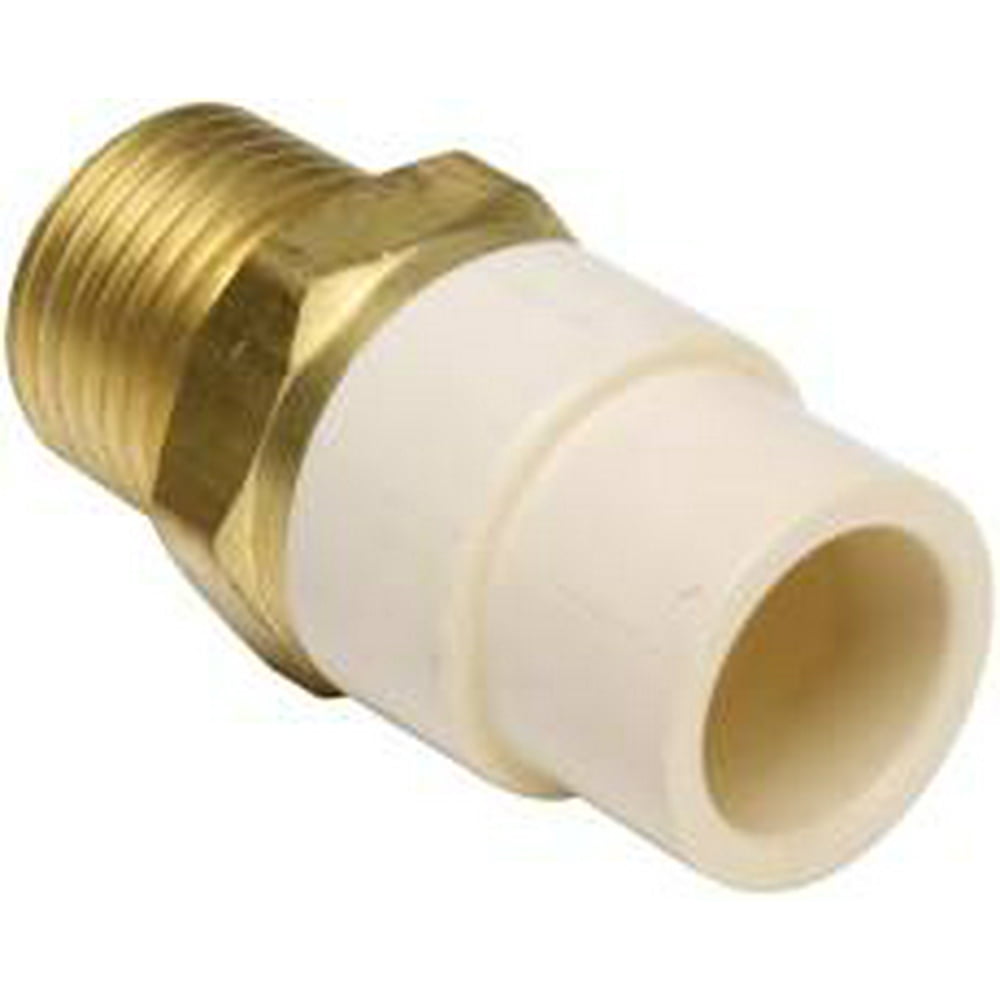 cpvc/brass transition adapter, 1/2 in. cpvc socket x 1/2 in. mip , lead