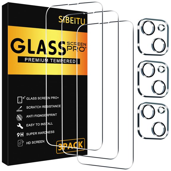 Protector de pantalla y lente de cámara para iPhone 13 6.1 pulgadas SIBEITU