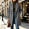 thumbnail image 4 of Wovilon Women's Tweed Coat Notch Lapel Button Down Mid-Length Wool Blend Overcoat Top 8 Colors Fall Winter, 4 of 8