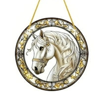 CuiLiyq Colorful 2D Acrylic Suncatcher, Horse Stained Glass Style Sun Catcher Hanging Pendant, Rainbow Maker Wall Art Decor, Sunshine Windows Refractor Indoor Outdoor Home Ornament (7.8 Inch)