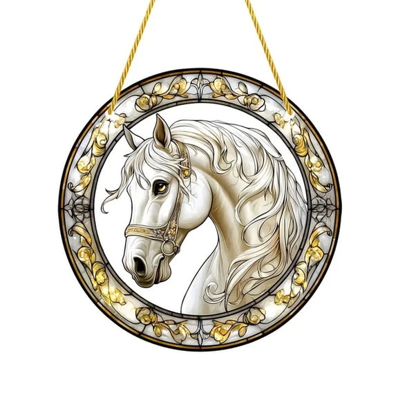 CuiLiyq Colorful 2D Acrylic Suncatcher, Horse Stained Glass Style Sun Catcher Hanging Pendant, Rainbow Maker Wall Art Decor, Sunshine Windows Refractor Indoor Outdoor Home Ornament (7.8 Inch)