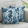 thumbnail image 2 of PIKWEEK Nautical Coastal Throw Pillow Covers 20x20 Set of 2, Themed Pillow Covers Coral Seashell Starfish Seahorse Beach Pillow Cases Cotton Square Cushion Cover for Home Couch Sofa Bedding Multiple, 2 of 6
