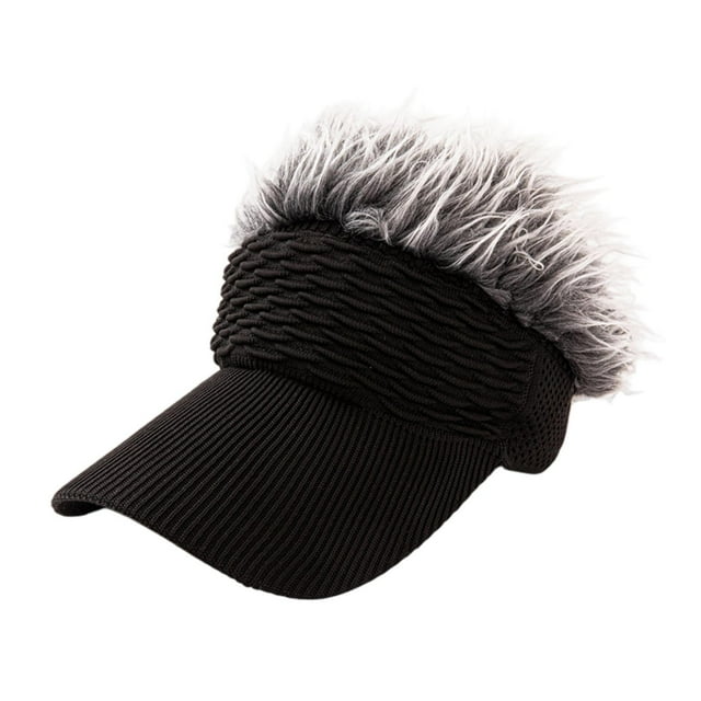 Gorra con visera solar y pelo sintético, transpirable, ligera, estilo hip hop, para hombre. Negro y gris
