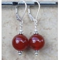 thumbnail image 4 of K-KED 10mm Natural Red Jade Round Gems Beads Dangle Silver Leverback Earrings, 4 of 5