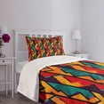 thumbnail image 5 of Ambesonne Grunge Quilted Bedspread Set 2 Pcs, Mosaic Style Zigzag Lines, Twin Size, Teal Vermilion Plum, 5 of 6