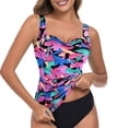 thumbnail image 4 of Ocean Blues Women's V Neck Twisted Tummy Control Ruched Tankini Top, 4 of 6
