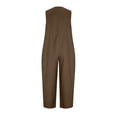thumbnail image 4 of TEAJOPSUU Jumpsuits for Women Cotton Blend Sleeveless Wide Leg Jumpsuit Button Down Baggy Capri One Piece Jumpsuit Loose Fit Overalls with Pockets Coffee, 4 of 6