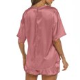 thumbnail image 4 of Tnhcen Women's Satin Silky Pajamas Set Short Sleeve T-shirt With Shorts Nightwear Home Clothes Set S-XL, 4 of 5