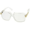 thumbnail image 3 of zeroUV Unisex Large Chunky Metal Accented Temples Clear Lens Square Glasses 55mm (Clear-Gold / Clear) - 55mm, 3 of 5